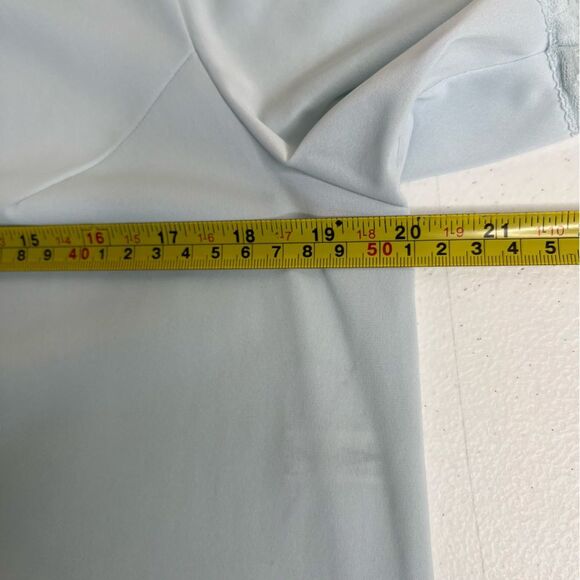 Vintage 80s Shadowline Pajama Top Light Blue Lace Trim Button Up Women Medium - Picture 10 of 13